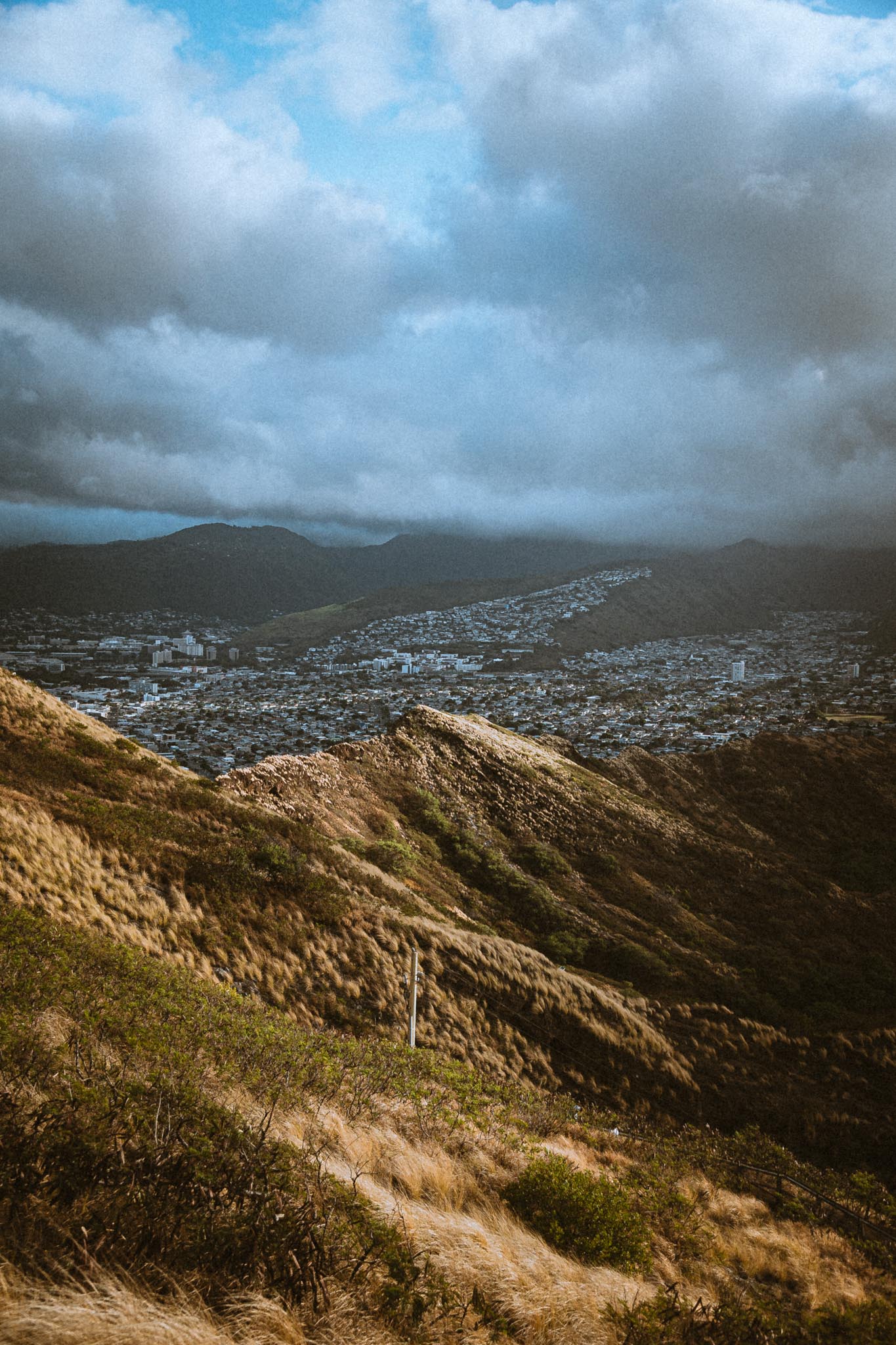 Summit trail looking down into the city